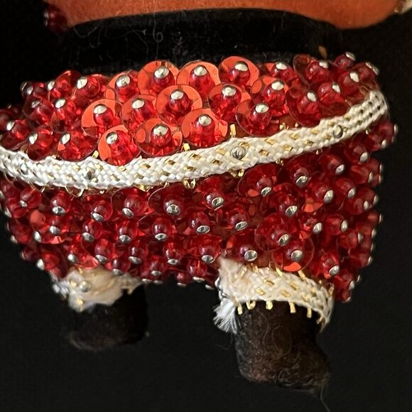Vtg 1974 Walco Mr & Mrs Santa Claus Sequin Beaded Push Pin Ornaments Flocked MCM - Picture 11 of 16